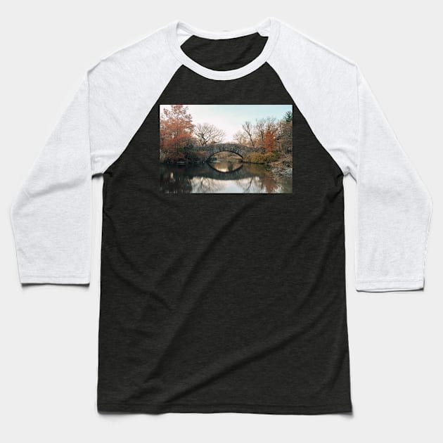 Central Park Bridge Reflection Baseball T-Shirt by igjustin